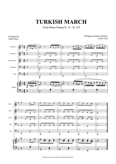 Turkish March - Brass Quintet and Piano (arr. Valdir Maia)