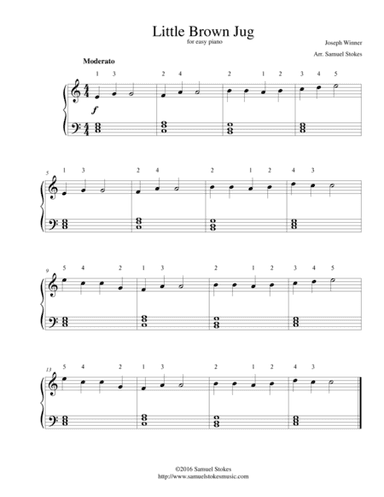 Little Brown Jug - for easy piano (arr. Samuel Stokes)