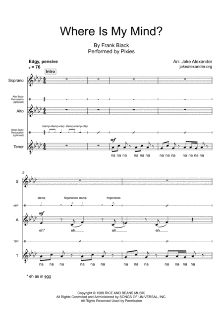 Where Is My Mind? (arr. Jake Alexander)