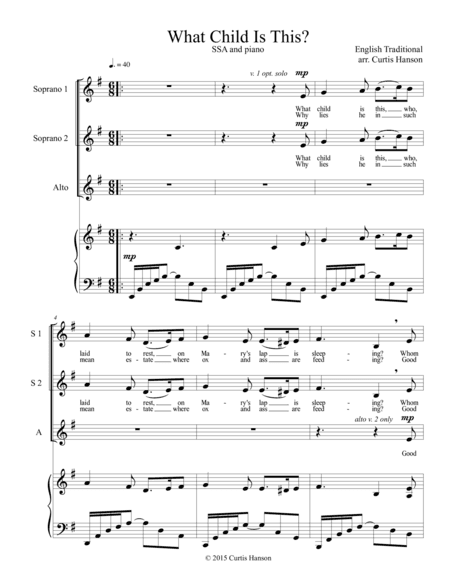 What Child Is This? (SSA) (arr. Curtis Hanson)