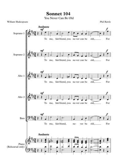 You Never Can Be Old - Sonnet 104 - Choir SSAAB