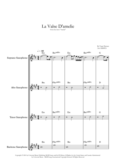 La Valse D'amelie (arr. SMMUS)