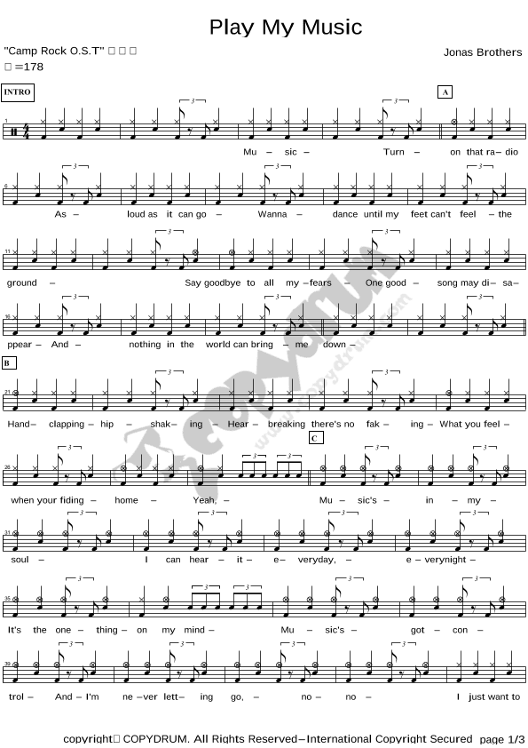 Play My Music (arr. COPYDRUM)