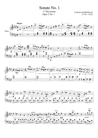 Sonate No. 1, 1st Movement Opus 2 (arr. Zachary Corbett)