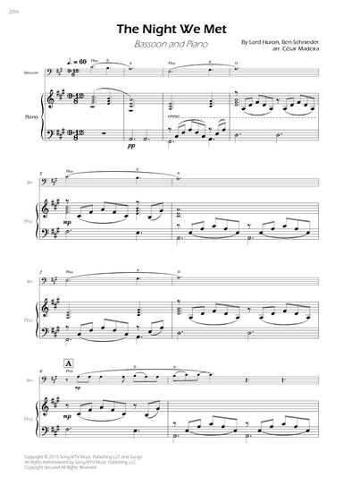 The Night We Met (arr. César Madeira)
