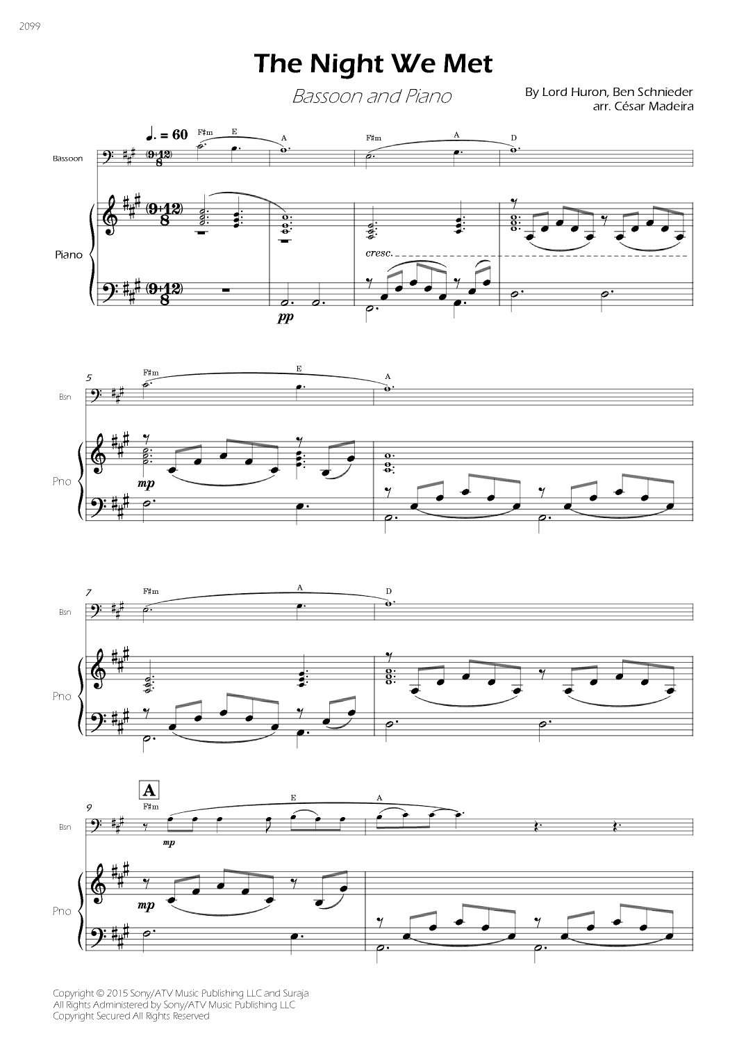 The Night We Met (arr. César Madeira)