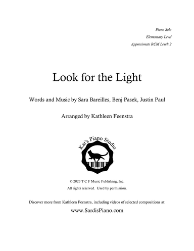 Look For The Light (arr. Kathleen R Feenstra)