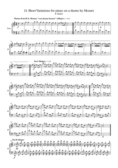 21 Variations in C on Mozart's Theme "Ah, vous dirai-je, Maman", for piano