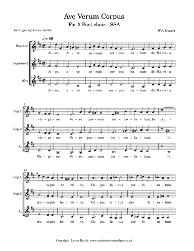Ave Verum Corpus K618 (arr. Lorna Kettle)