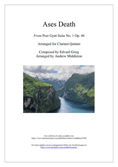 Ases Death from Peer Gynt Suite No. 1arranged for Clarinet Quintet (arr. Andrew Middleton)