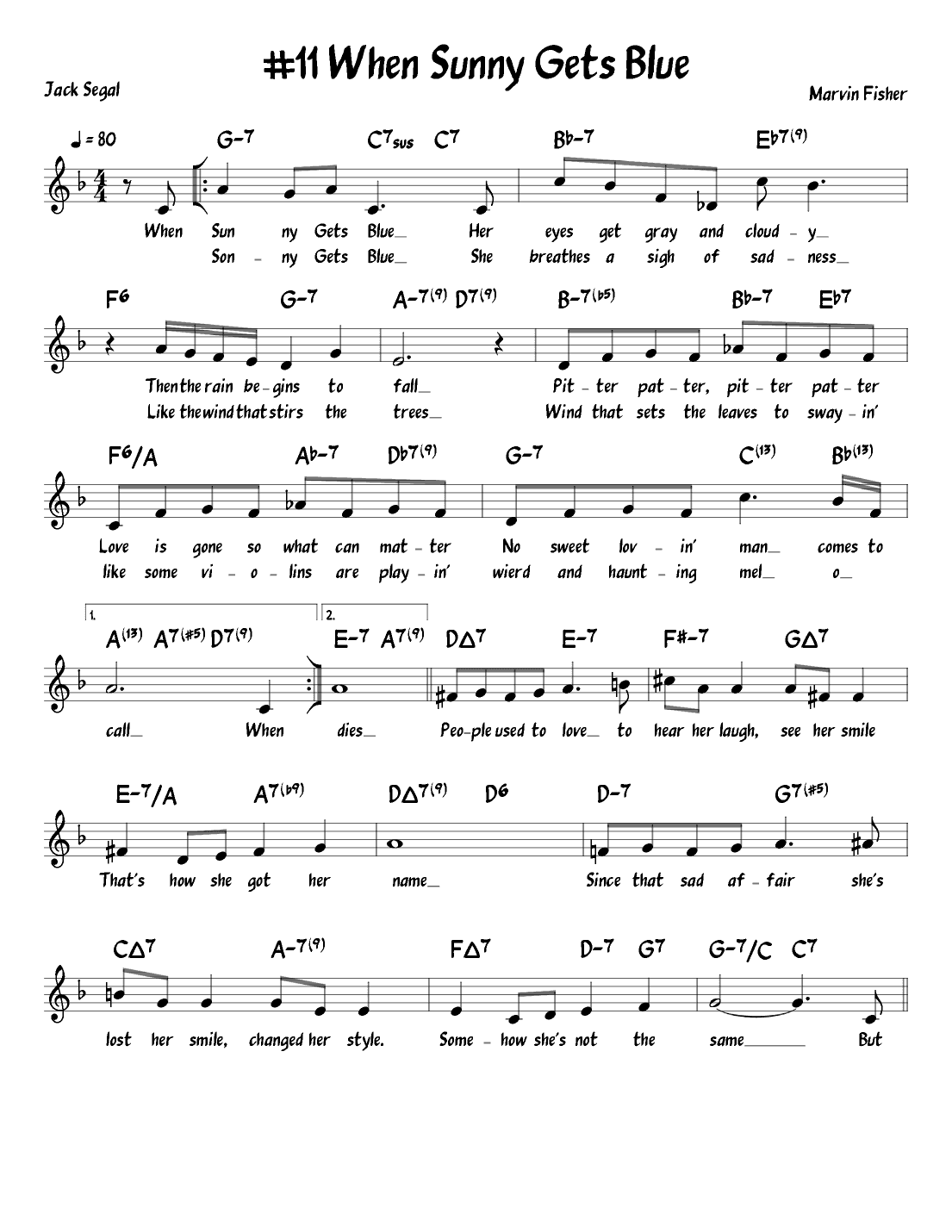 When Sunny Gets Blue (arr. John Fries)