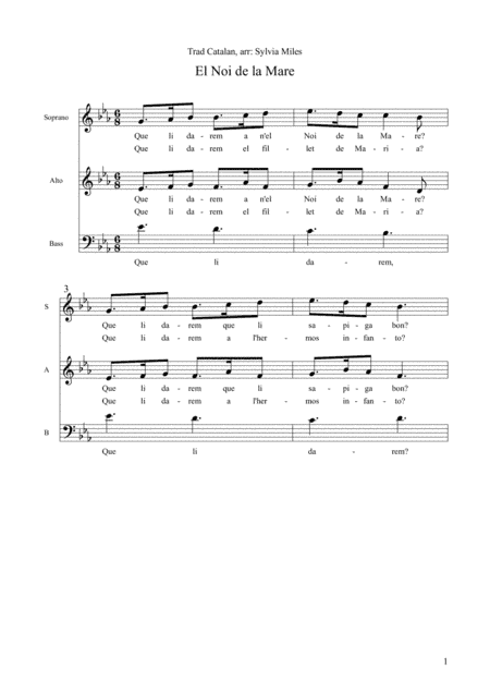El Noi de la Mare (The Child of the Mother) (arr. Sylvia Miles)