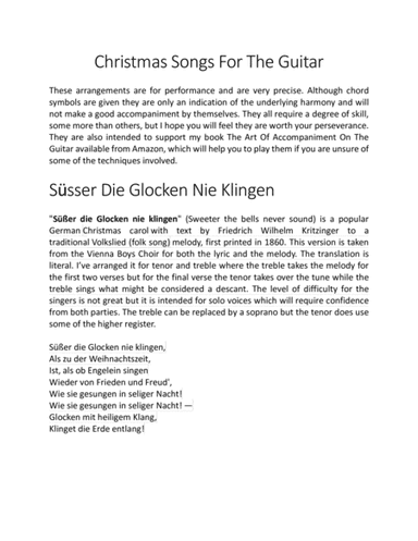 Susser Die Glocken Nie Klingen carol for 2 voices and guitar (arr. Simon James)