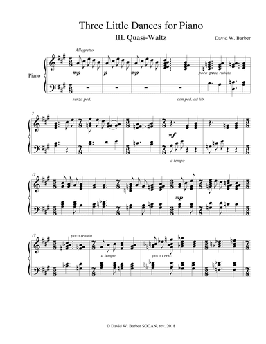 Three Little Dances for Piano #3: Quasi-Waltz