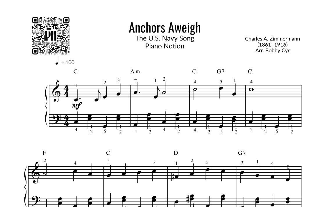 Anchors Aweigh - The U.S. Navy Song (Easy Piano) (arr. Bobby Cyr)