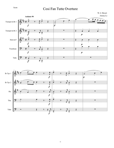 Cosi Fan Tutte Overture (arr. Jimmy Lo)