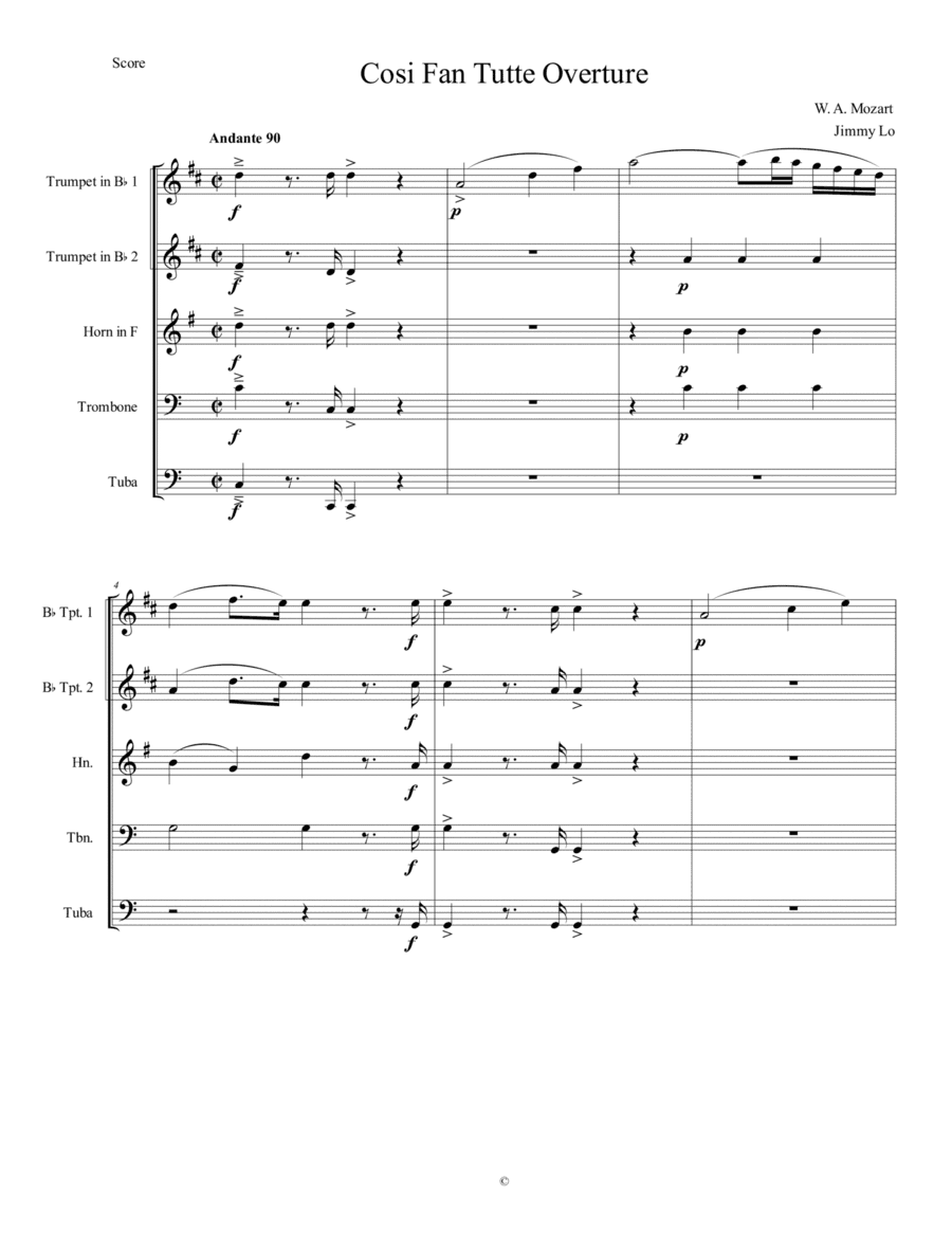 Cosi Fan Tutte Overture (arr. Jimmy Lo)