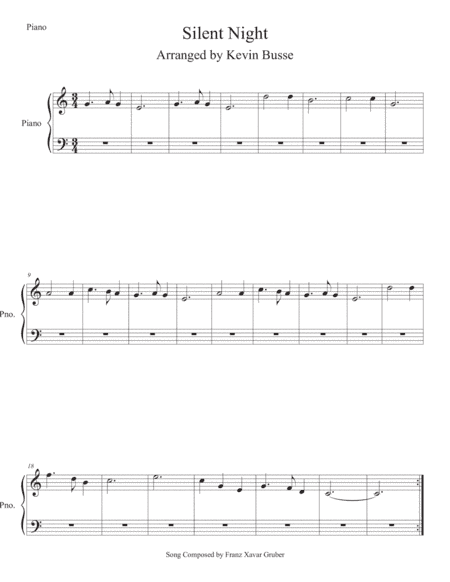 Silent Night (Easy key of C) Piano (arr. Kevin Busse)
