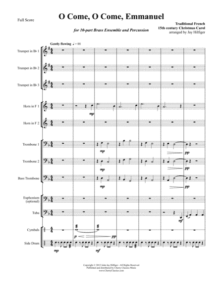O Come, O Come, Emmanuel for 10-part Brass Ensemble & Percussion (arr. Hilfiger, Jay)