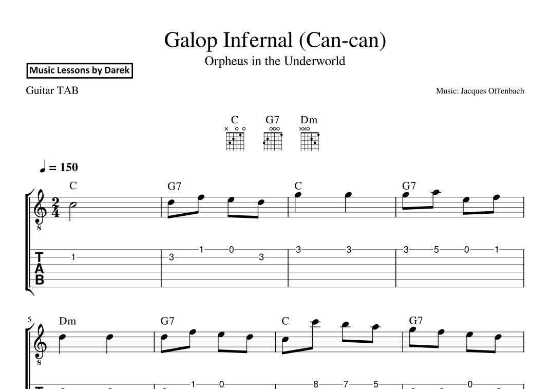 Galop Infernal (Can-can) (GUITAR TAB) Orpheus in the Underworld [Jacques Offenbach] EXCERPT VERSION (arr. Darek)