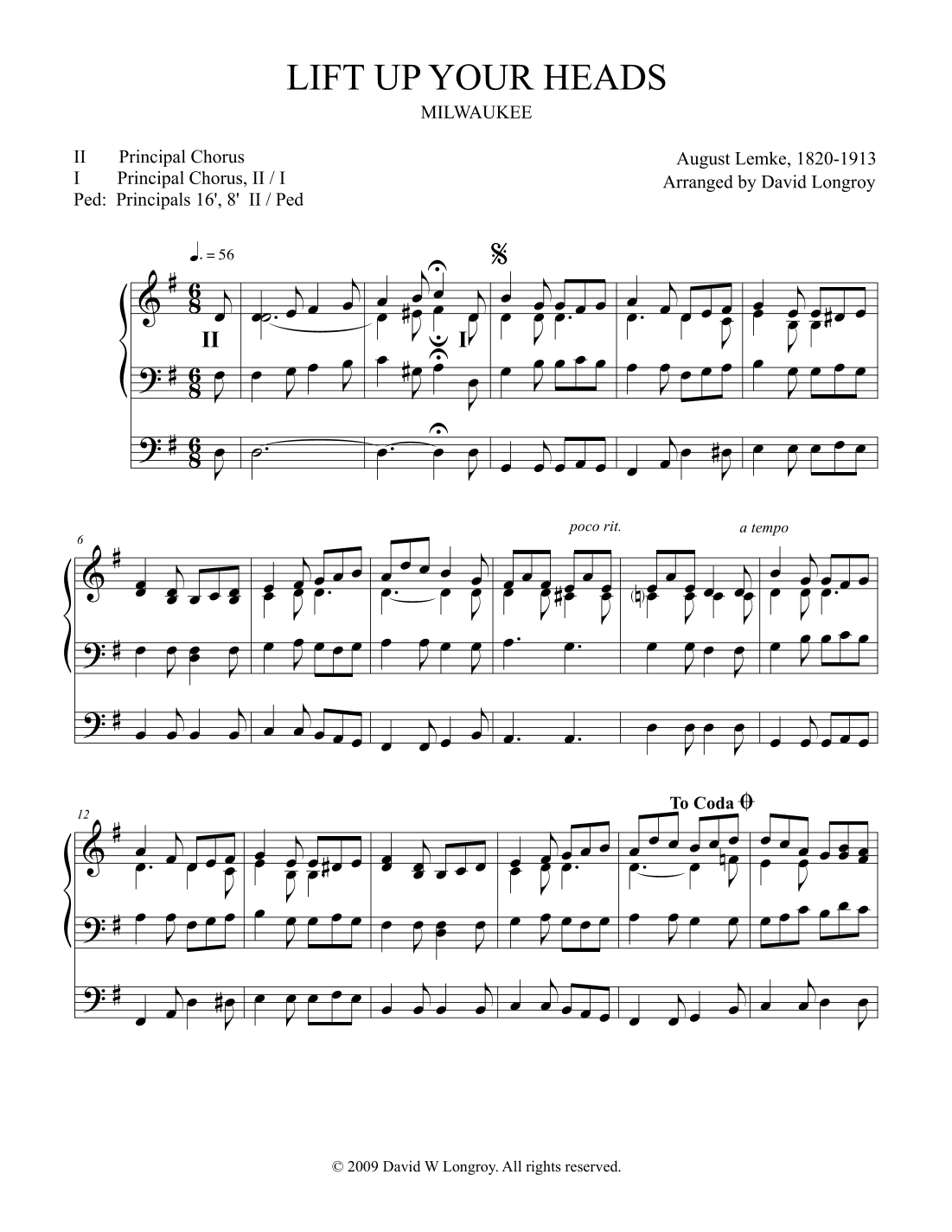 Lift Up Your Heads (Milwaukee) (arr. David Longroy)