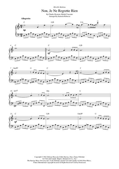 Non, Je Ne Regrette Rien (arr. Kaiserin Rebecca)