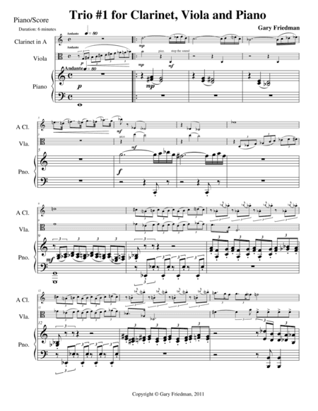 Trio #1 for Clarinet, Viola, and Piano