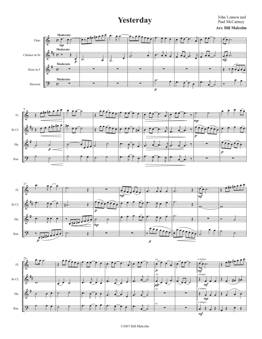 Yesterday (arr. Bill Malcolm)