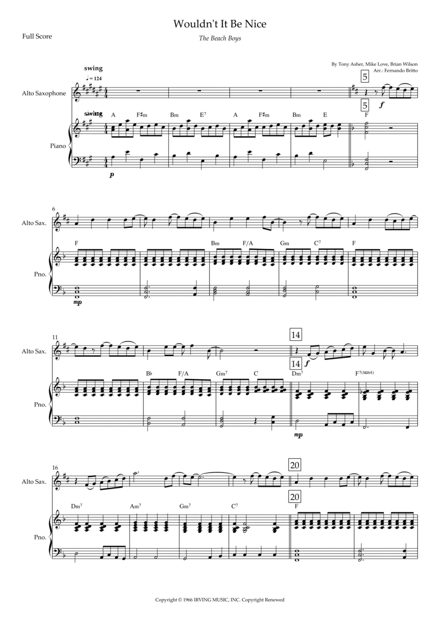 Wouldn't It Be Nice (arr. Fernando Britto)
