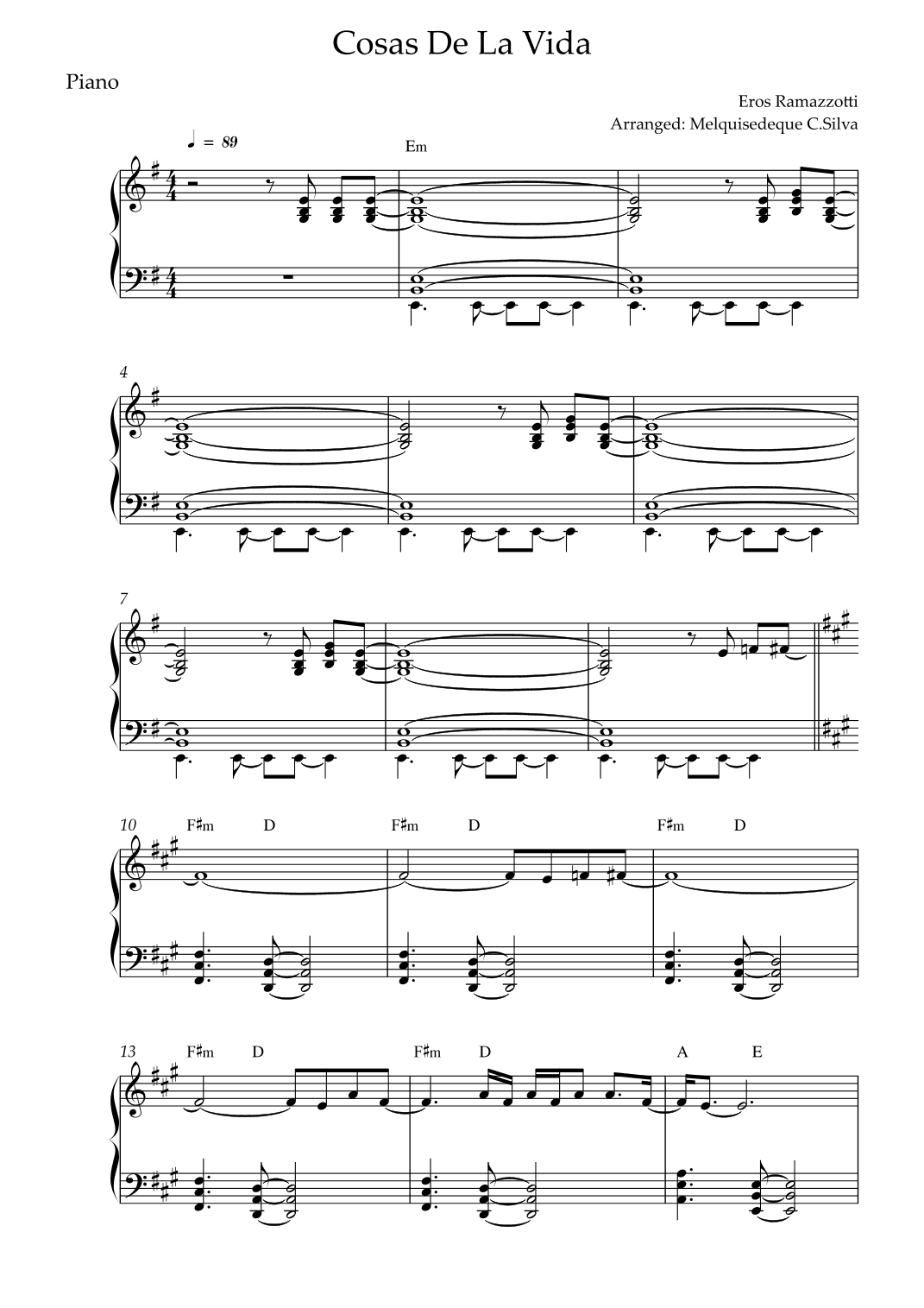 Cosas De La Vida (arr. Melquisedeque C.Silva)