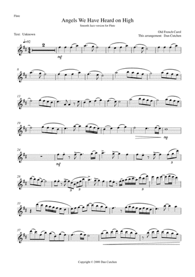 Flute, "Angels We Have Heard On High" - smooth jazz arrangement (arr. Dan Cutchen)