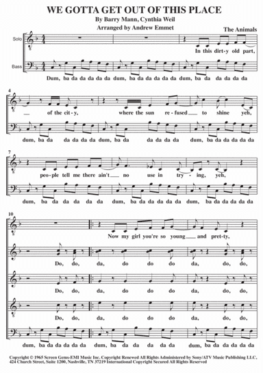 We Gotta Get Out Of This Place (arr. Andrew Emmet)