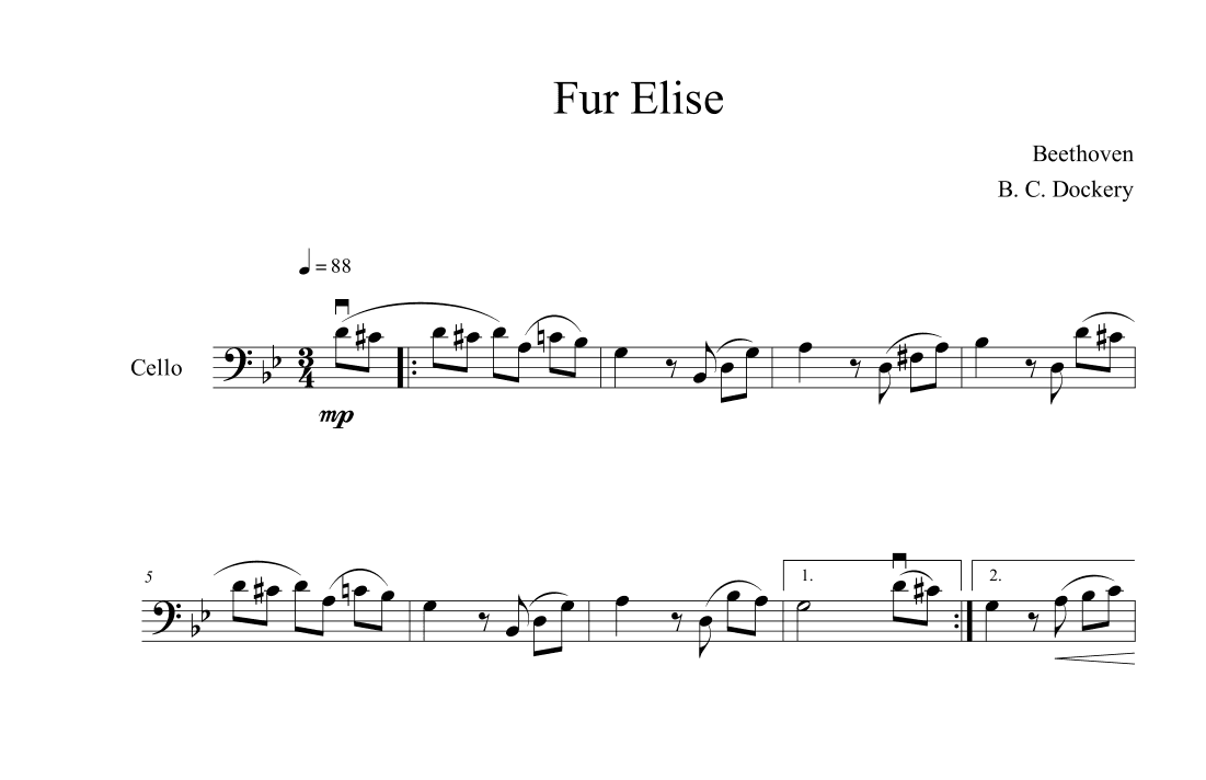Fur Elise (Cello Solo) (arr. B. C. Dockery)