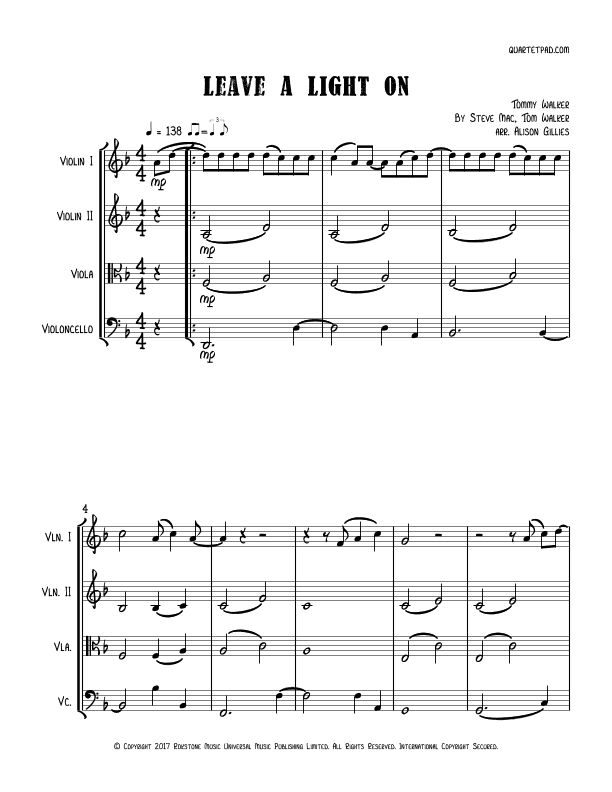 Leave A Light On (arr. Alison Gillies)