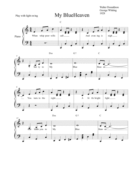 My Blue Heaven (arr. Bernie Schweickart)