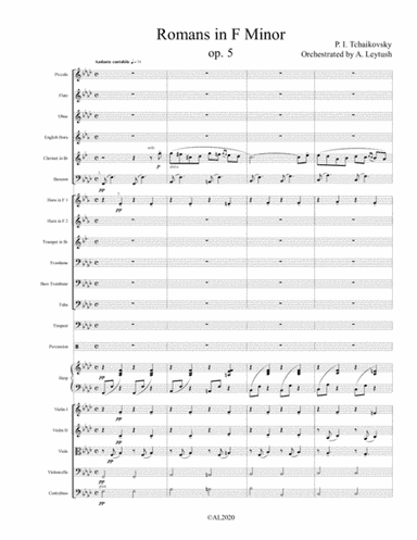 P.I. Tchaikovsky -  ROMANCE,  op.5, Orchestrated by A. Leytush (arr. A. Leytush)