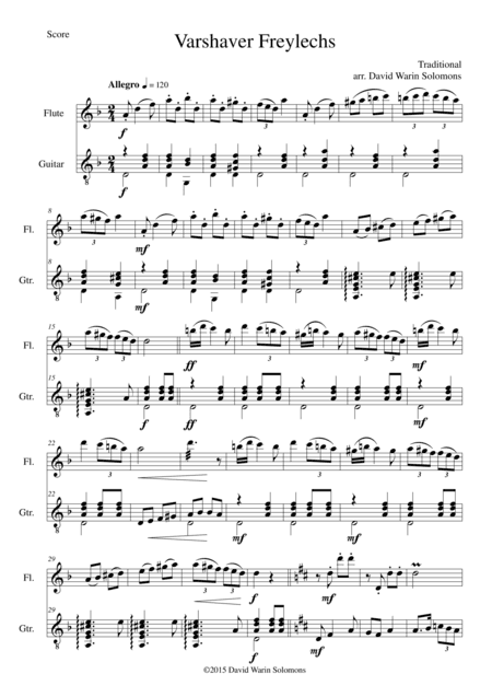 Varshaver Freylekhs (Freilach from Warsaw) for flute and guitar (arr. David Warin Solomons)