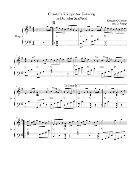 Carolan's Receipt for Drinking (arr. Darren Raleigh)
