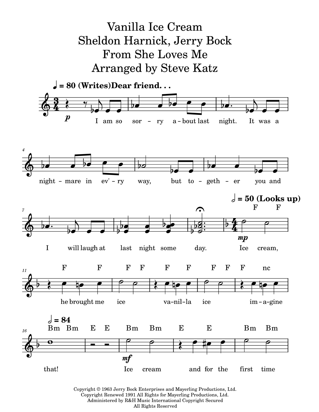 Vanilla Ice Cream (arr. Steve Katz)