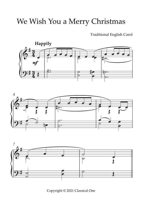 Traditional English Carol - We Wish You a Merry Christmas(With Note name) (arr. MPS)