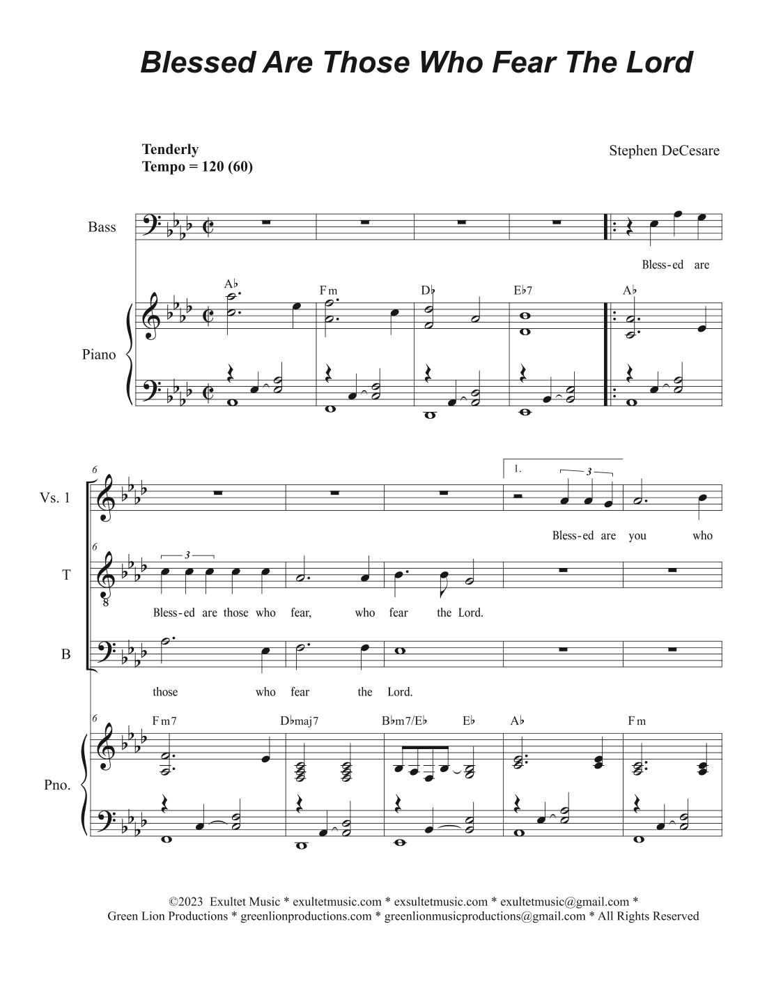 Blessed Are Those Who Fear The Lord (2-part choir - (TB)