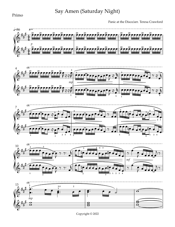 Say Amen (saturday Night) (arr. Teresa Crawford)