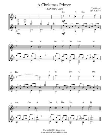 A Christmas Primer (Flute and Guitar) - Score and Parts (arr. Kevin Love)