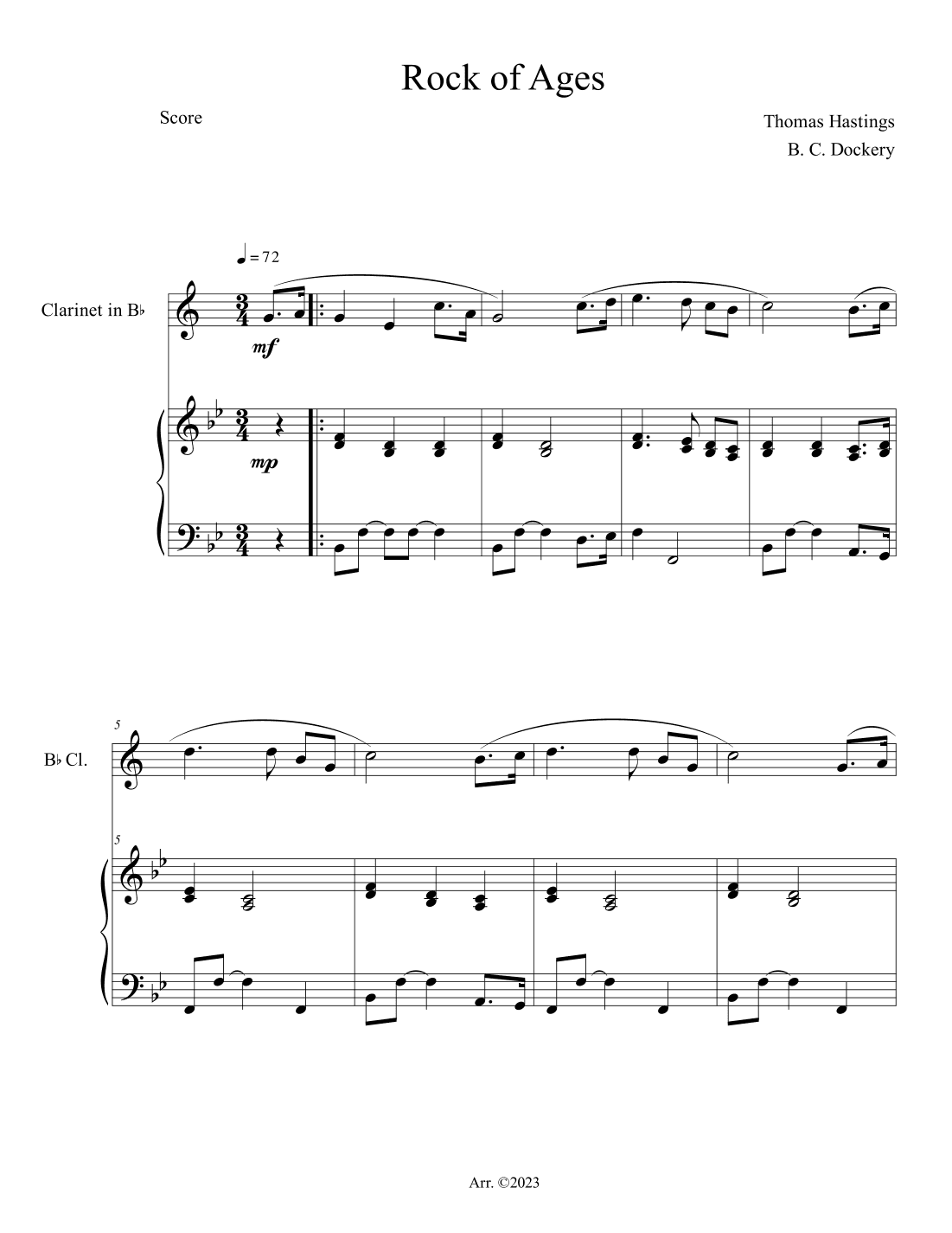 Rock of Ages (Clarinet Solo with Piano Accompaniment) (arr. B. C. Dockery)