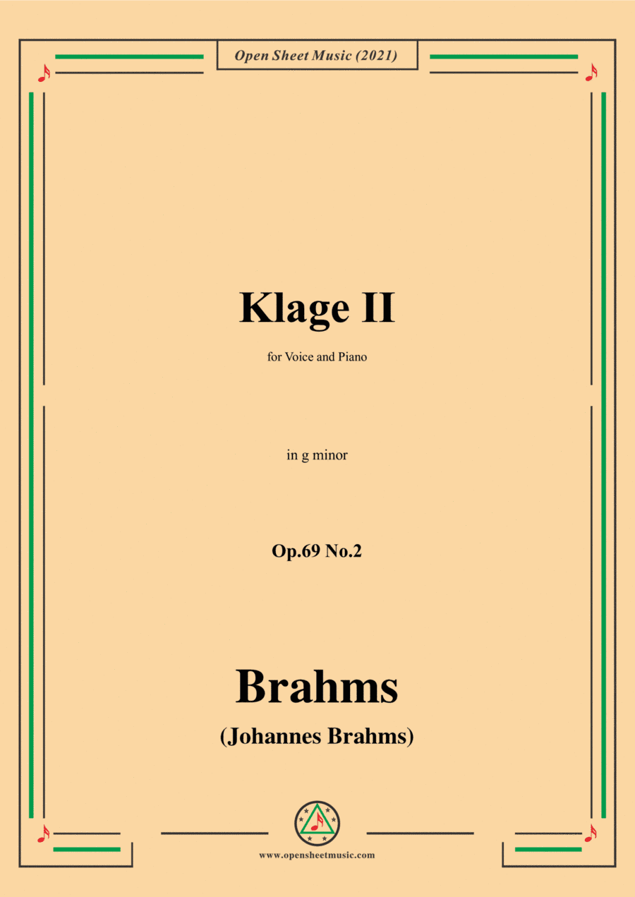 Brahms-Klage II,Op.69 No.2 in g minor,for Voice and Piano (arr. MSM)