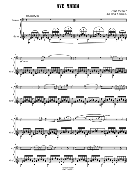 AVE MARIA, F. SCHUBERT. Cello & Guitar (arr. Peyber A. Medina H.)