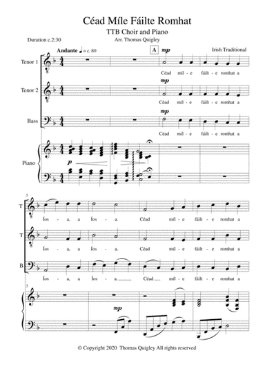 Céad Míle Fáilte Romhat (arr. Thomas Quigley)