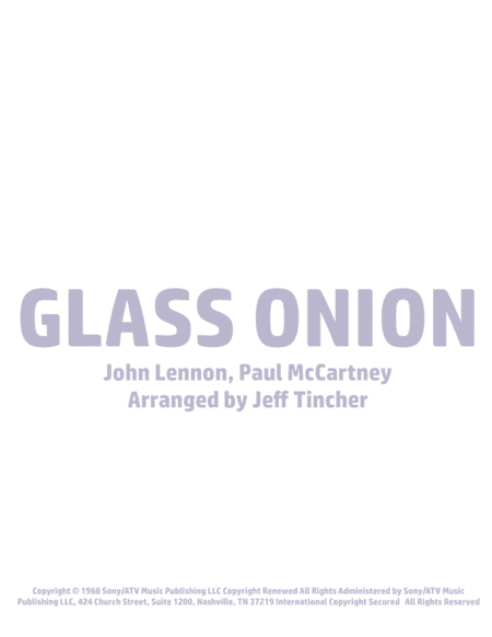 Glass Onion (arr. Jeff Tincher)