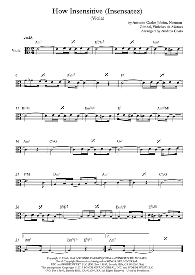 How Insensitive (insensatez) (arr. Andrea Costa)