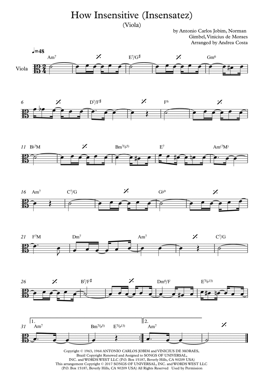 How Insensitive (insensatez) (arr. Andrea Costa)